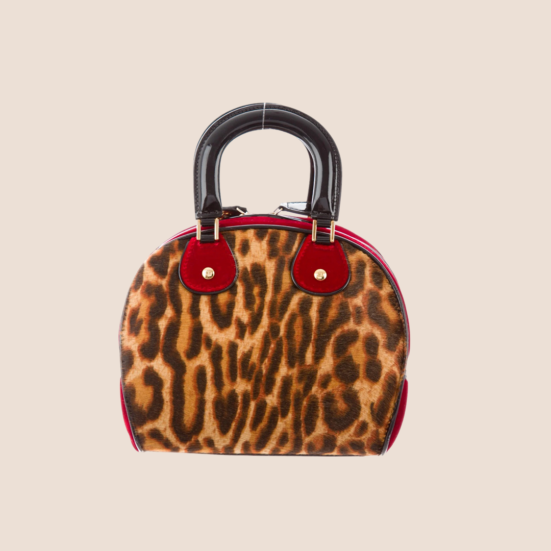 CHRISTIAN DIOR 2004 LEOPARD PONYHAIR DICE GAMBLER BAG