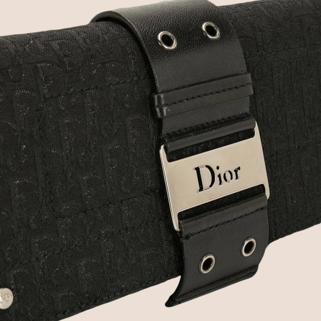 CHRISTIAN DIOR BLACK TROTTER STREET CHIC OPERA CROSSBODY CLUTCH