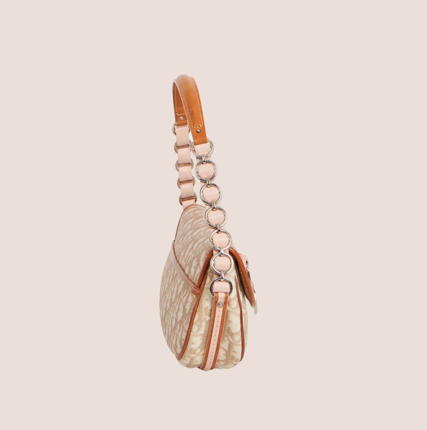 CHRISTIAN DIOR 2007 PINK & BEIGE ROMANTIQUE BAGUETTE BAG