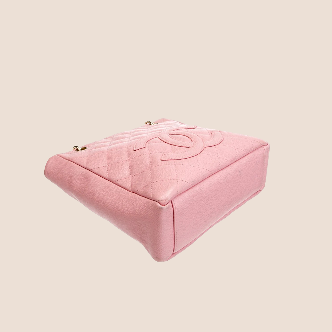 CHANEL 2004 PINK CC LOGO PETIT SHOPPING TOTE BAG