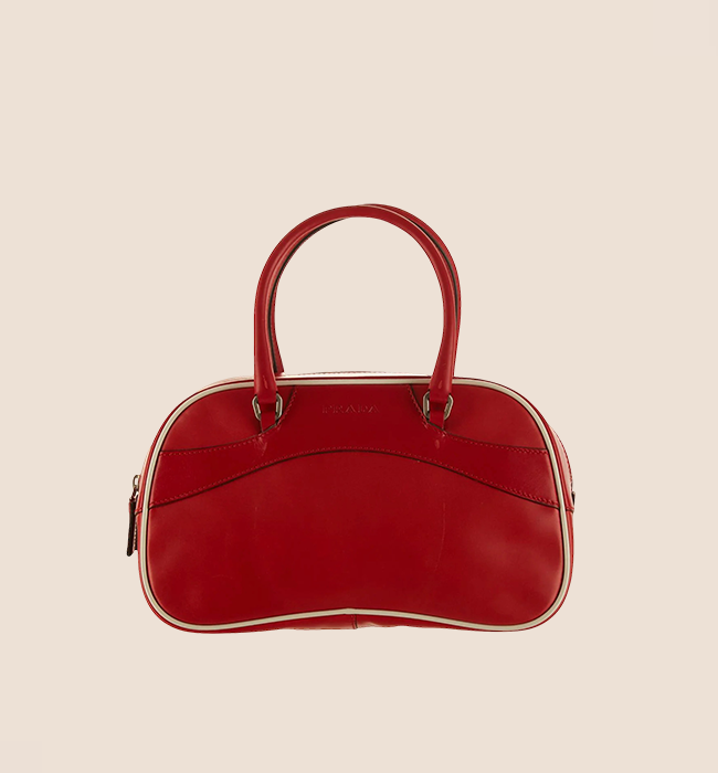 PRADA 2000 RED VITELLO DRIVE BOWLING BAG – RDB