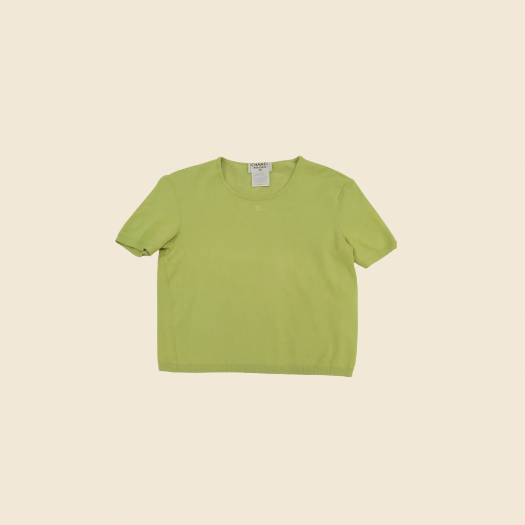 CHANEL 1998 CC LOGO GREEN TOP