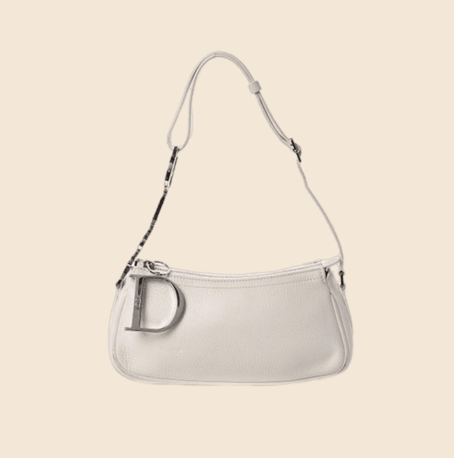 CHRISTIAN DIOR LOGO CHAIN WHITE MINI POCHETTE