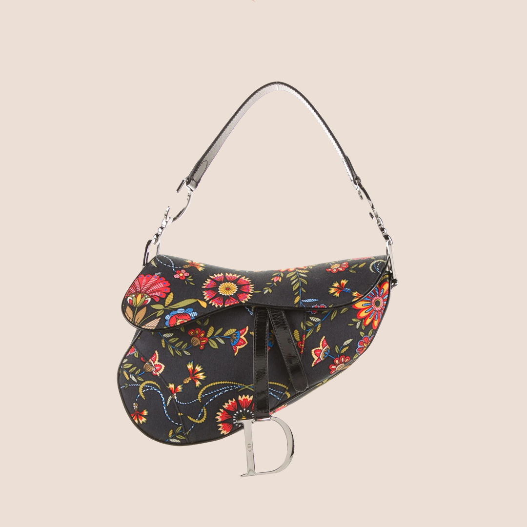 CHRISTIAN DIOR 2002 FLORAL PRINT SADDLE BAG