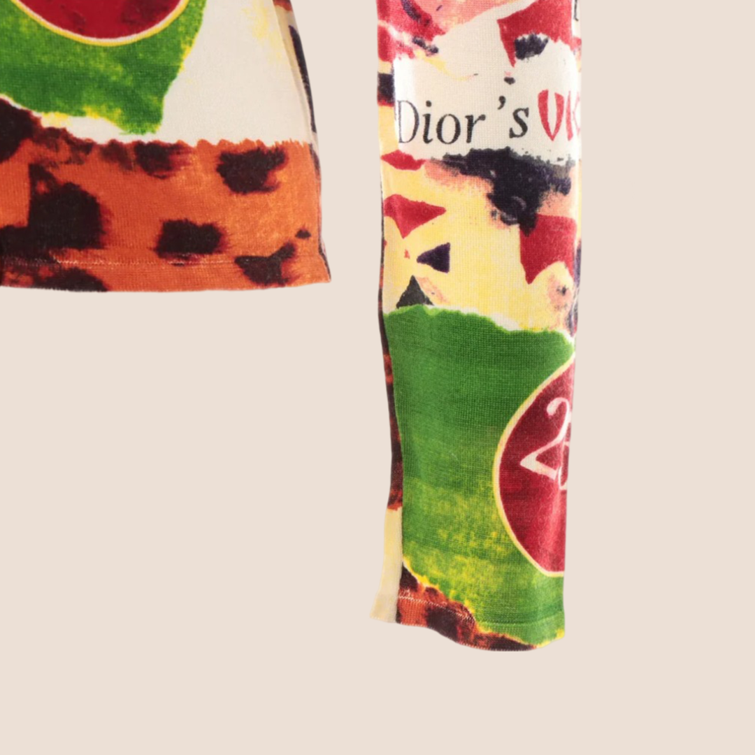 CHRISTIAN DIOR SPRING 2003 DIOR VICTIM PRINT V-NECK TOP