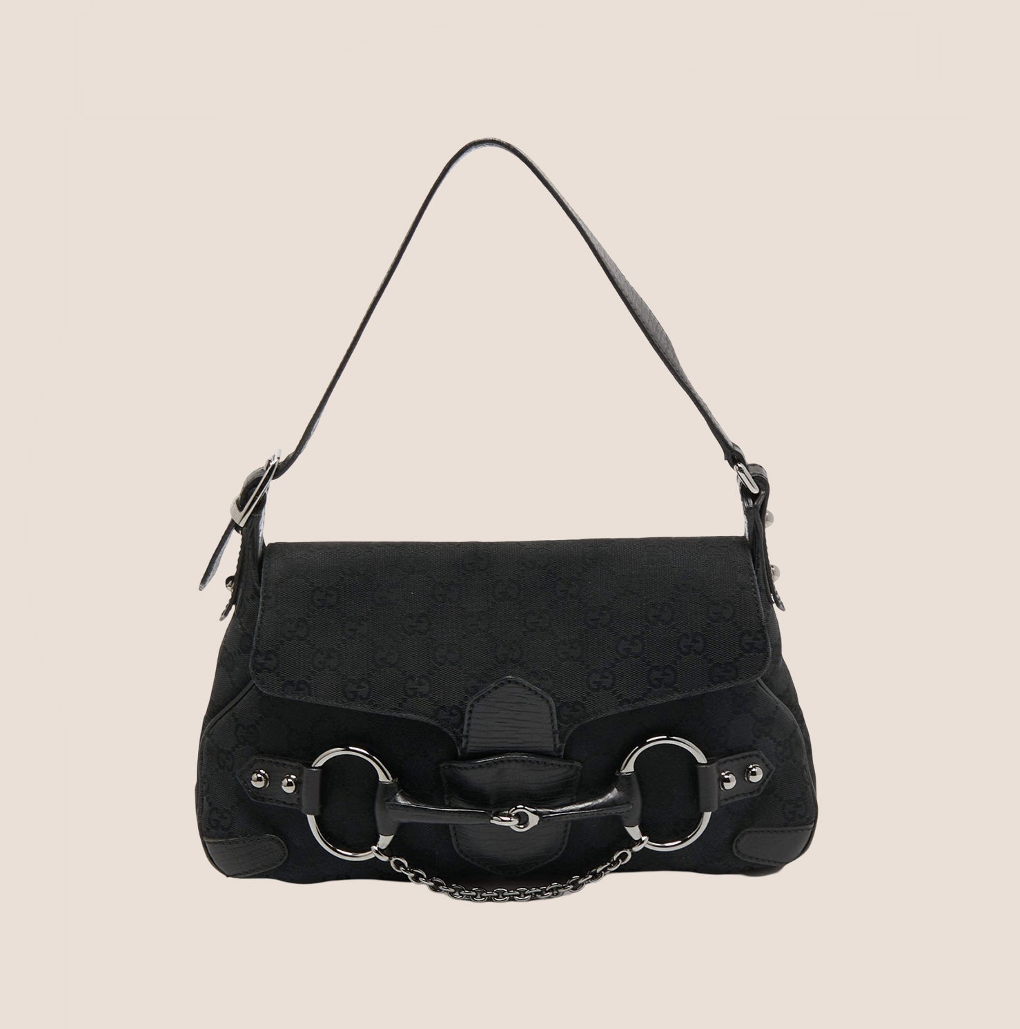 希少 Gucci Vintage Horsebit Shoulder Bag Gucci - Gucci Horsebit Chain shoulder bag Beige - The Corner