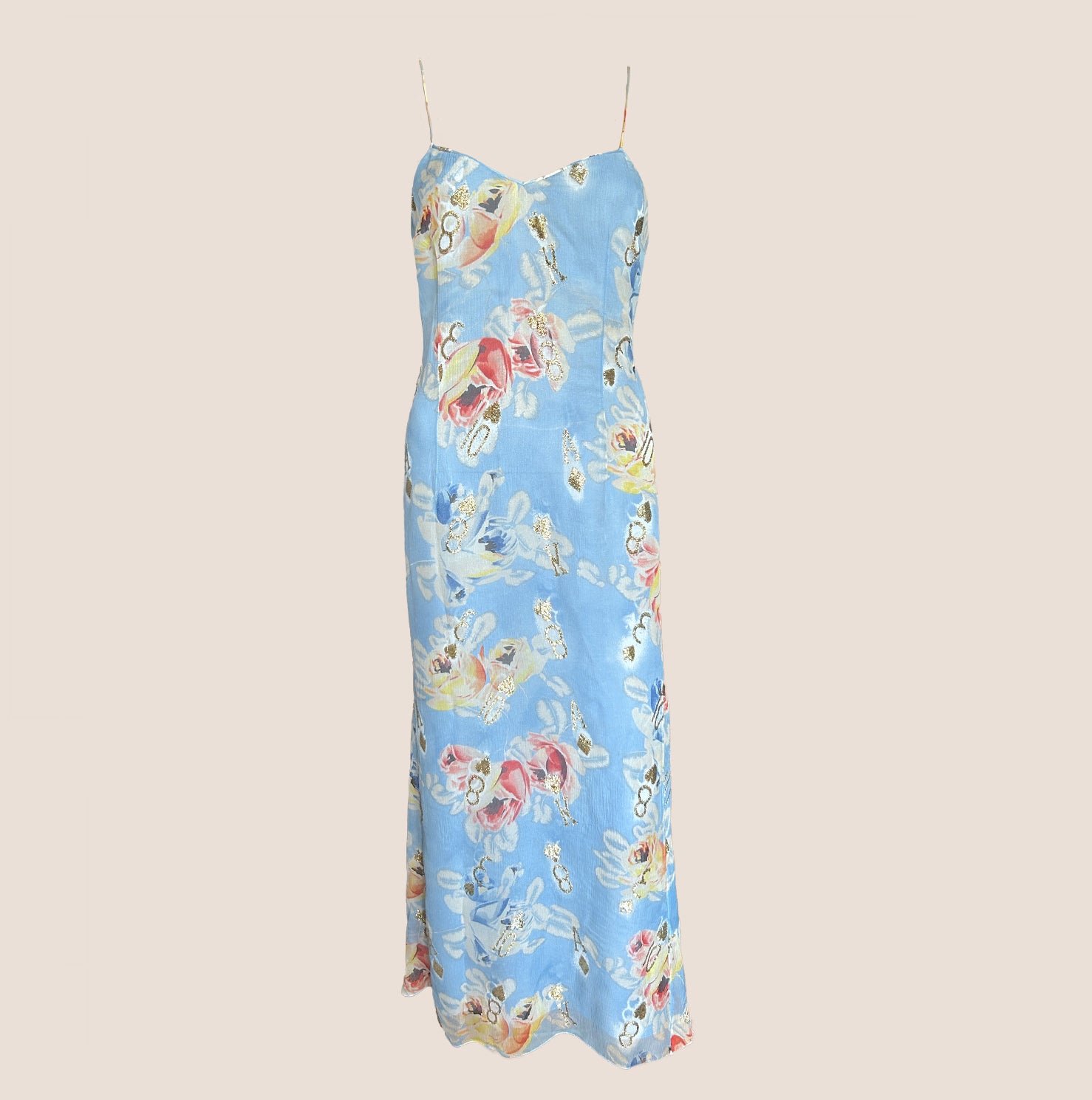 CHRISTIAN DIOR SS 2001 BLUE FLORAL DOMINO SILK DRESS RDB CHRISTIAN DIOR SS 2001 BLUE FLORAL DOMINO SILK DRESS RDB