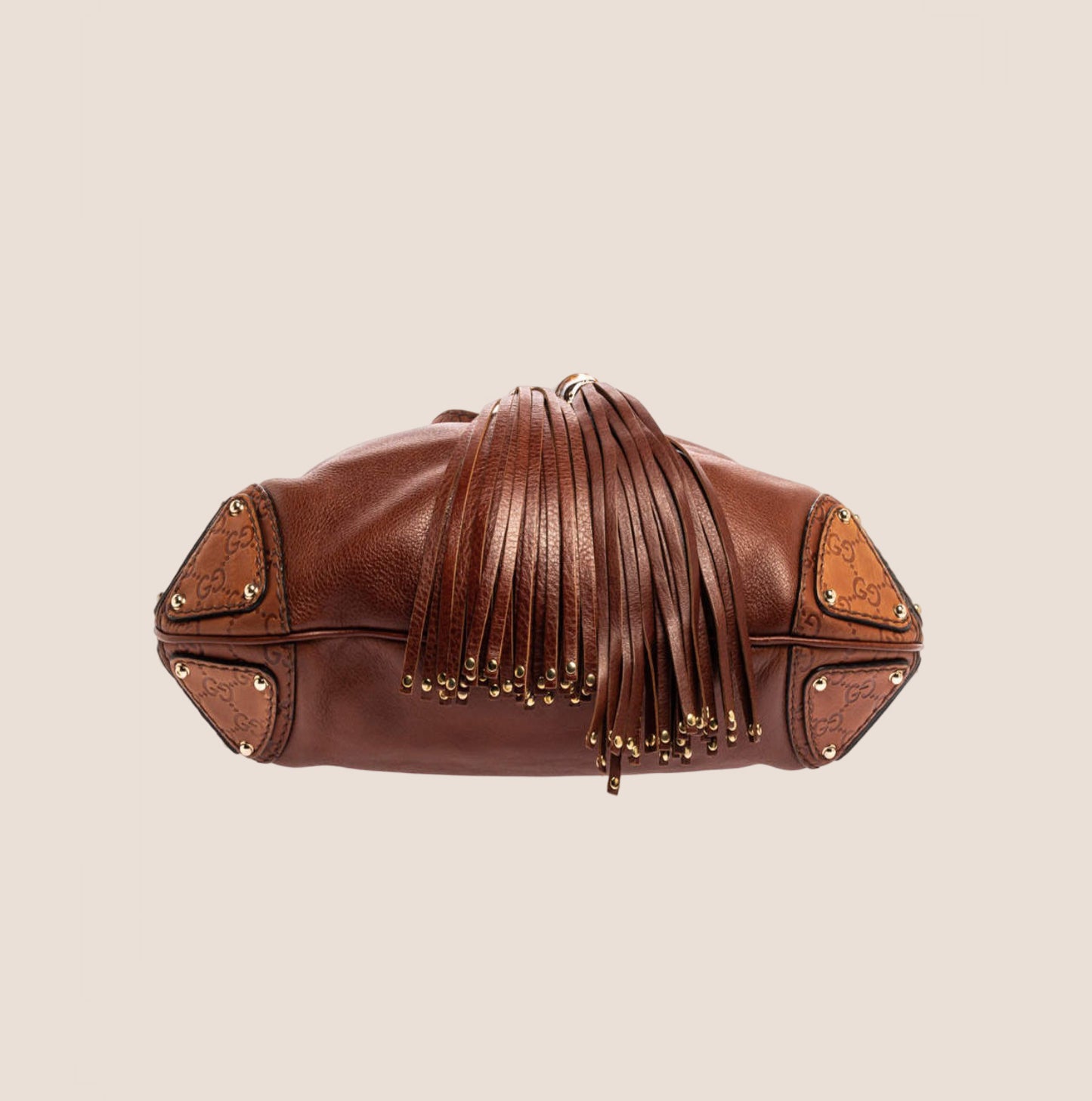 GUCCI BROWN LEATHER BABOUSKA INDY HOBO BAG