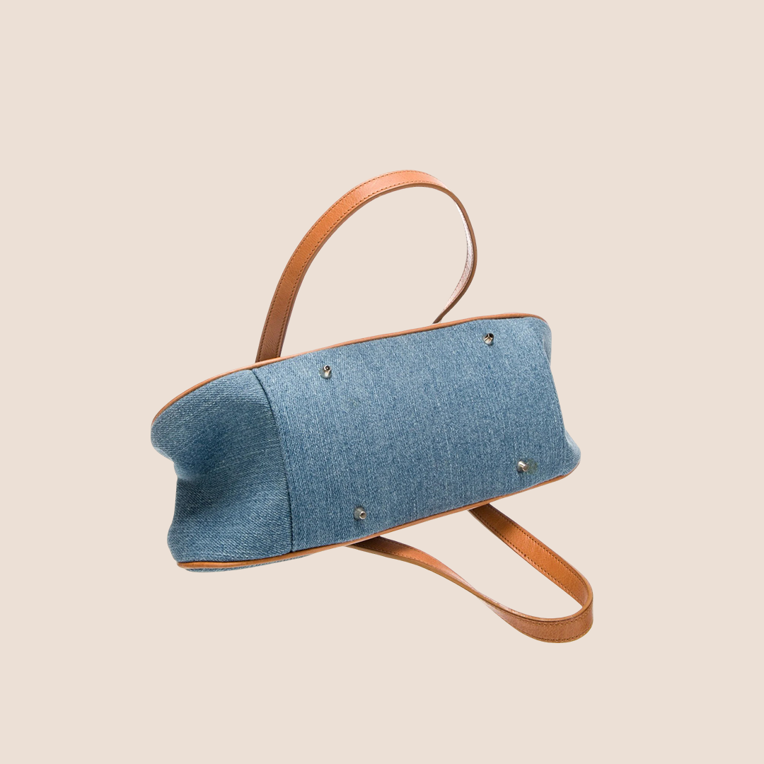 CHRISTIAN DIOR DENIM FLORAL FRAME DETECTIVE BAG