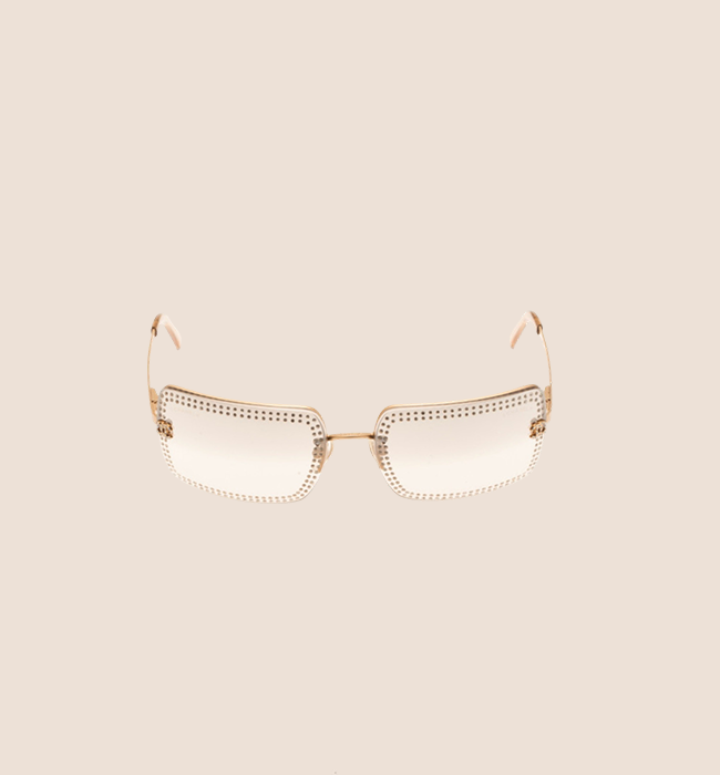 CHANEL CC CRYSTAL GOLD LOGO SUNGLASSES