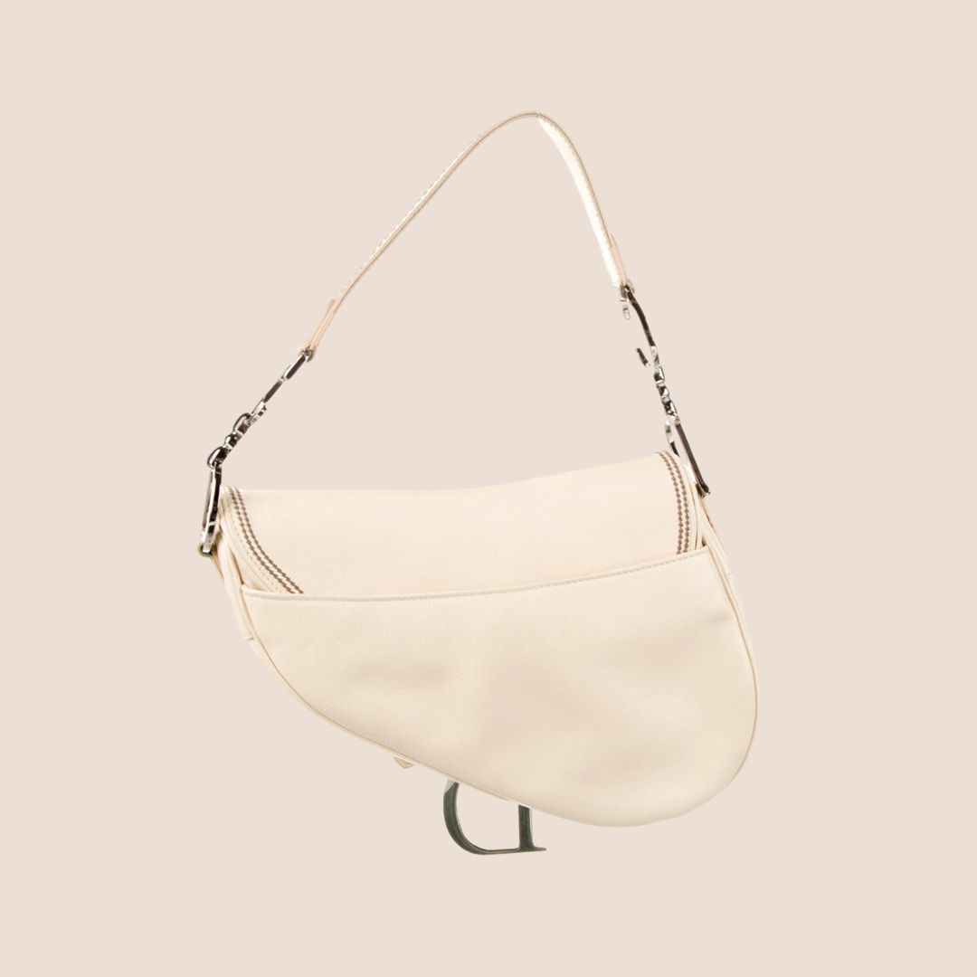 CHRISTIAN DIOR 2001 CREAM LEATHER SADDLE BAG