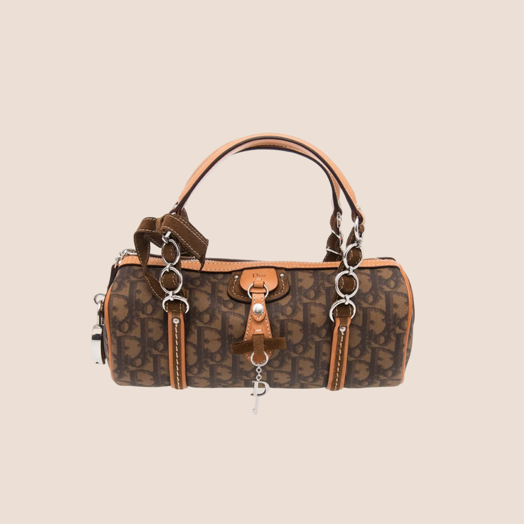 CHRISTIAN DIOR BROWN TROTTER ROMANTIQUE MINI BARREL BAG – RDB CHRISTIAN DIOR BROWN TROTTER ROMANTIQUE MINI BARREL BAG – RDB