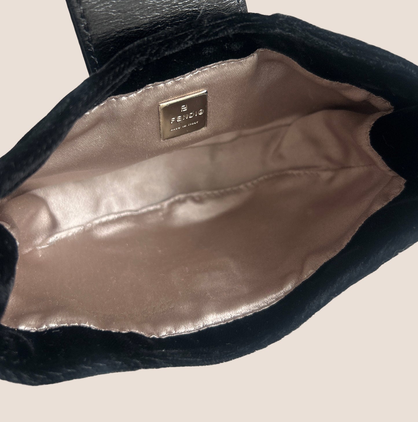 FENDI 2000 CRYSTAL BLACK VELVET MINI CROISSANT BAG