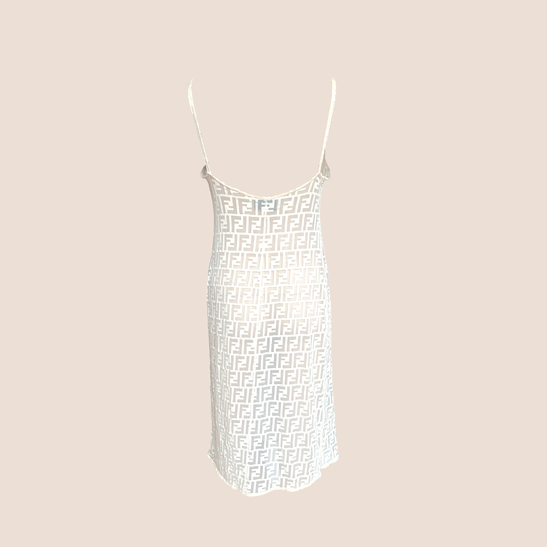 FENDI 1990s ZUCCA SHEER CREAM DRESS