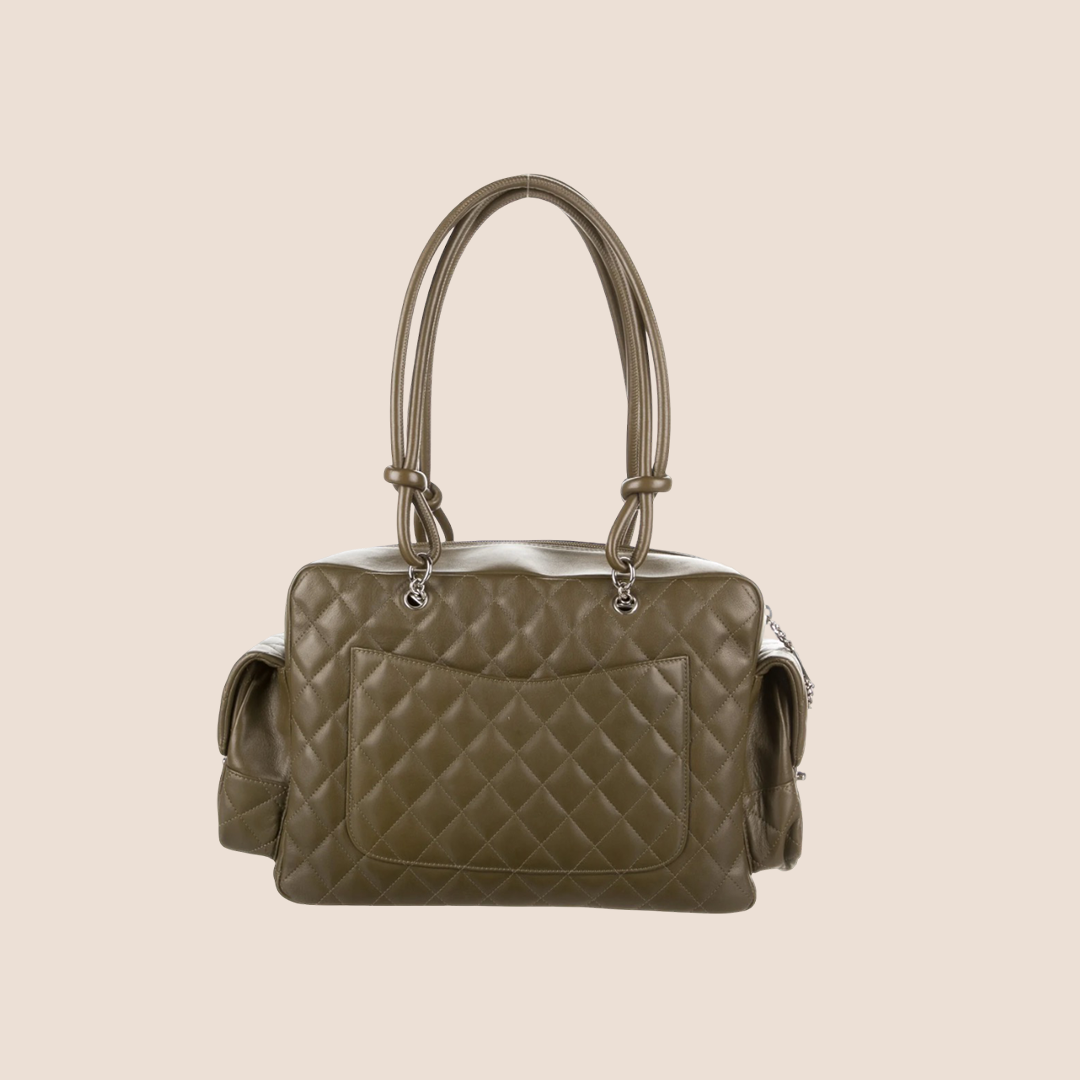 CHANEL 2005 CAMBON KHAKI GREEN REPORTER BAG