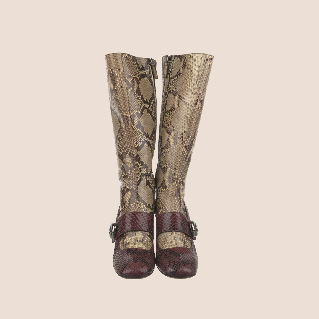 PRADA 2000 BICOLOR SNAKESKIN BOOTS