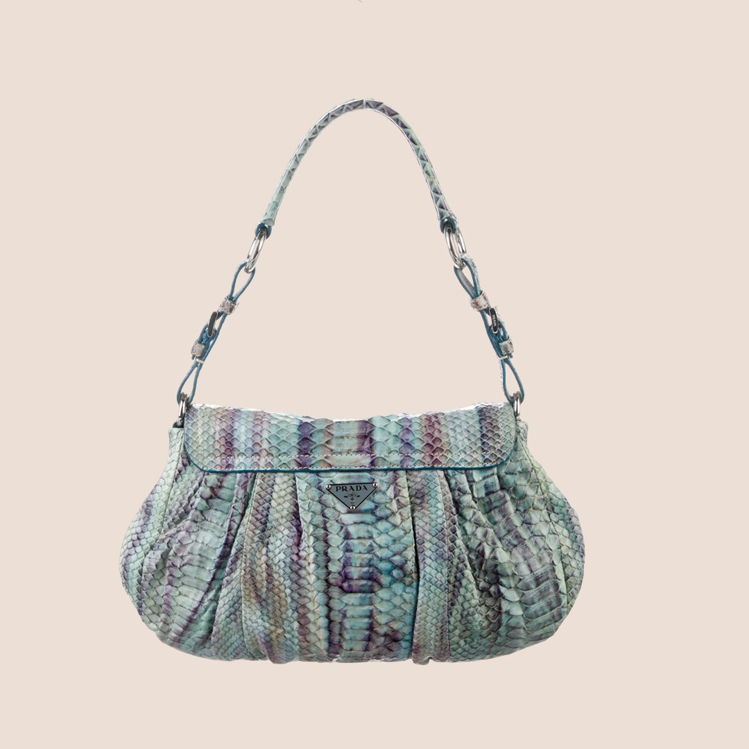 PRADA 2000 BLUE PITONE SKIPPER SHOULDER BAG