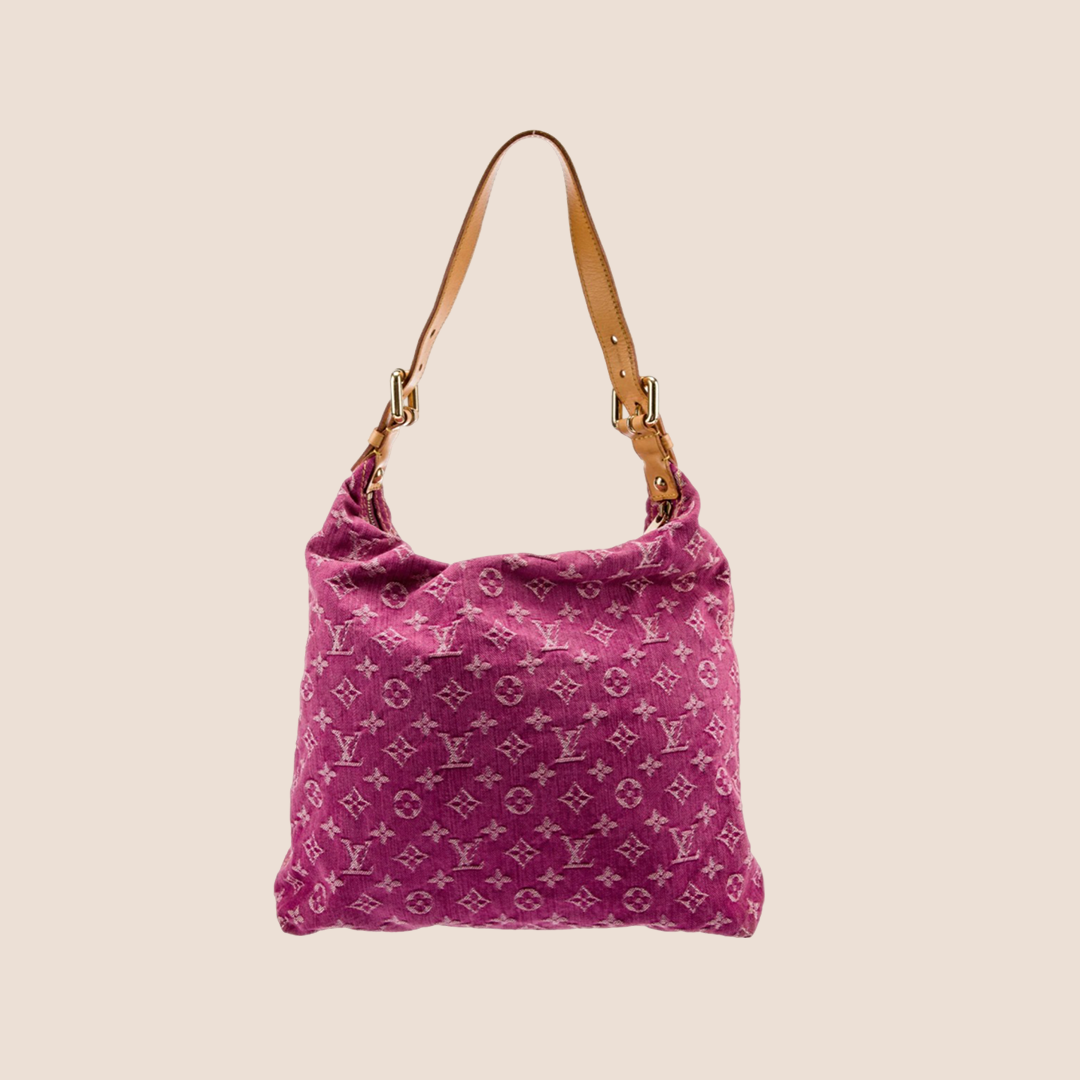 LOUIS VUITTON PINK MONOGRAM DENIM BAGGY GM BAG
