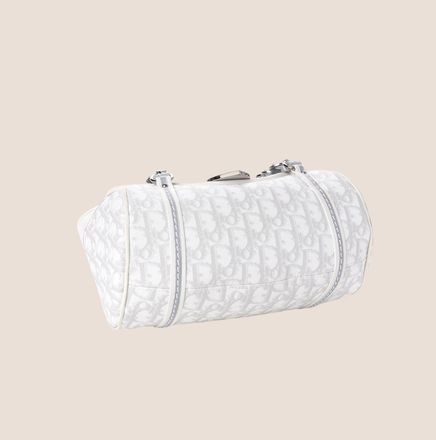 CHRISTIAN DIOR 2007 WHITE & GREY ROMANTIQUE TROTTER HANDBAG