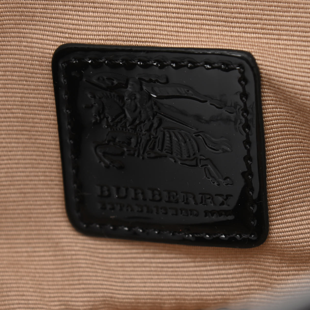 BURBERRY NOVA CHECK BLACK PATENT LEATHER SHOULDER BAG