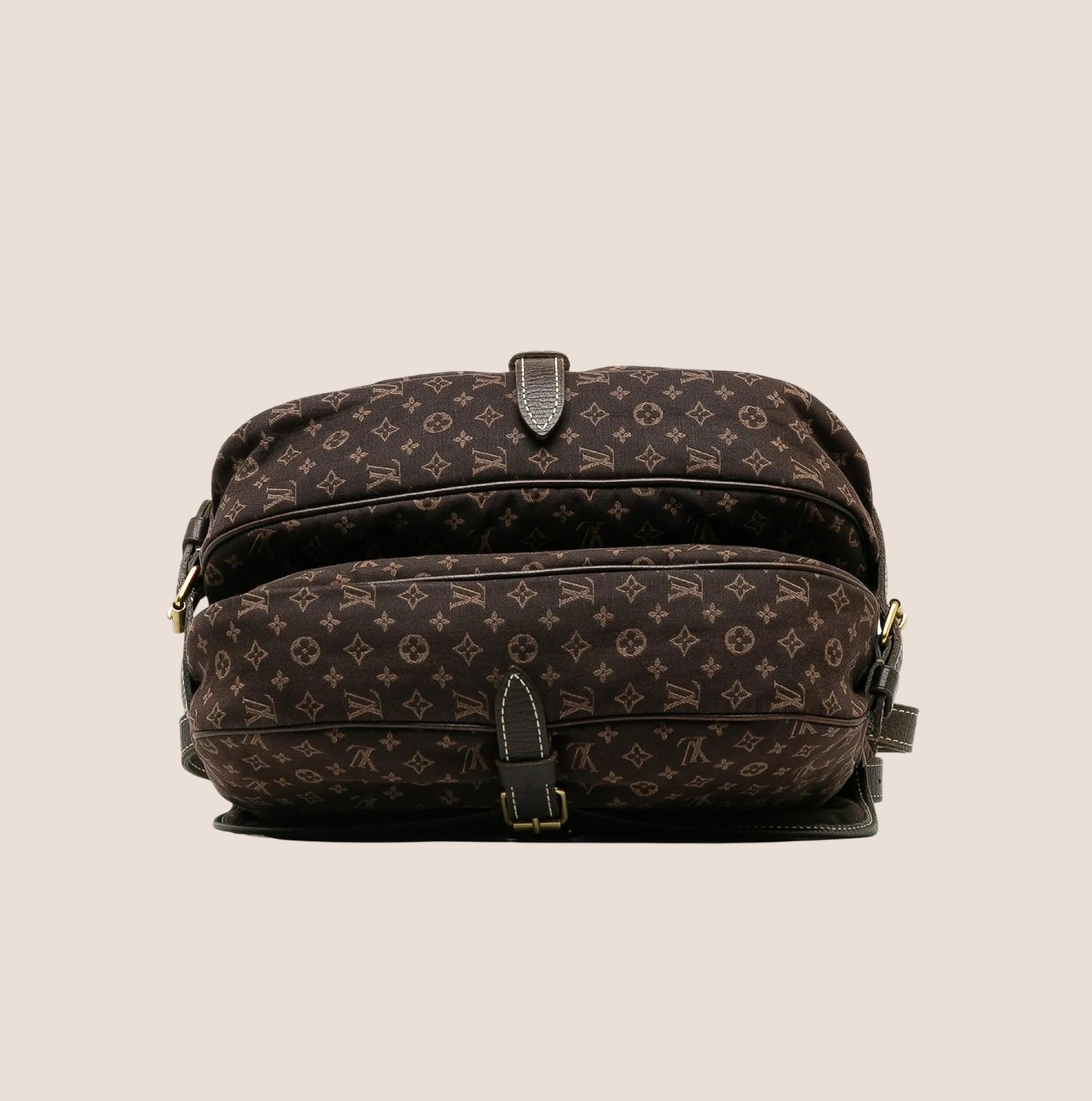 LOUIS VUITTON BROWN MINI LIN MONOGRAM SAUMUR 30 BAG