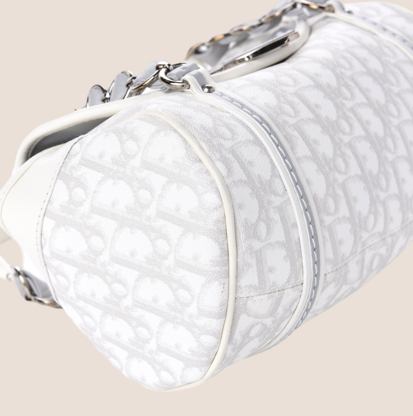 CHRISTIAN DIOR 2007 WHITE & GREY ROMANTIQUE TROTTER HANDBAG