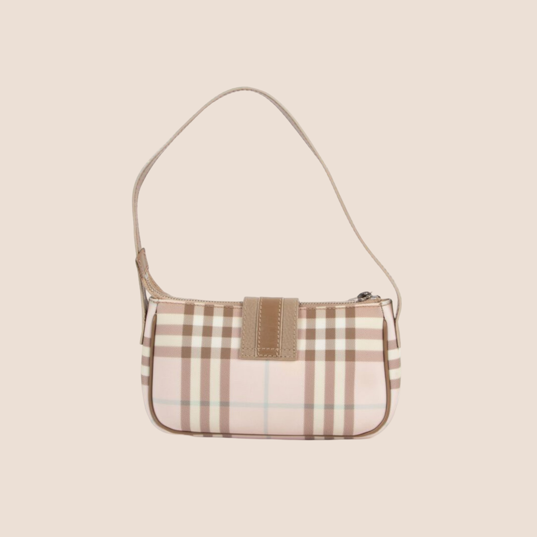 BURBERRY PALE PINK NOVA CHECK SHOULDER BAG