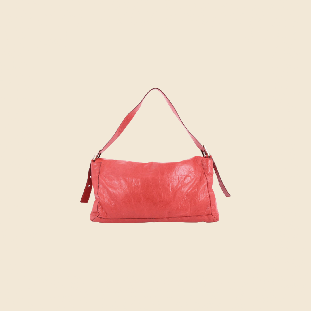 FENDI 2000s RED WHIPSTITCH JUMBO BAGUETTE