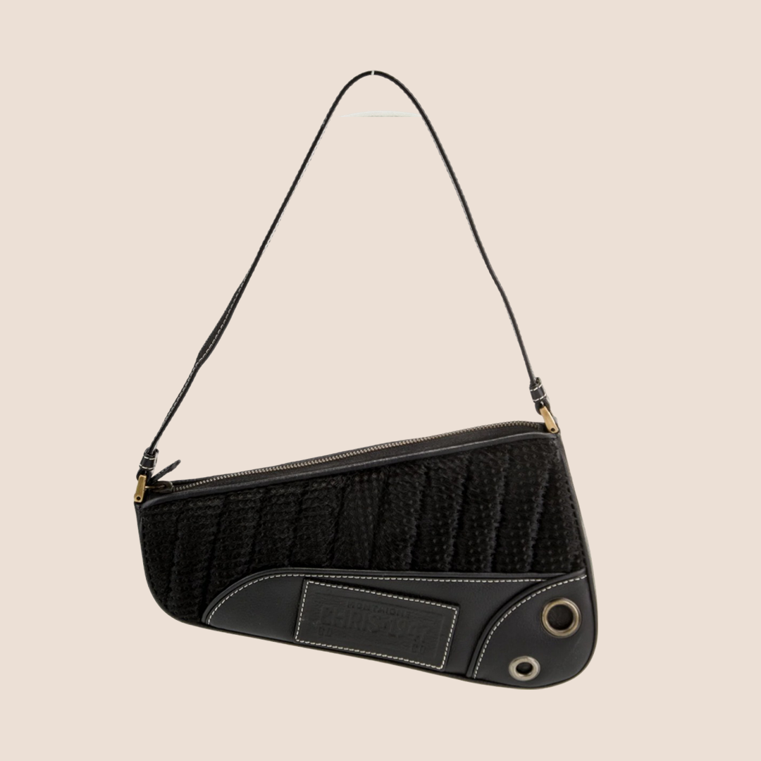 CHRISTIAN DIOR BLACK PERFORATED LEATHER CADILLAC SADDLE BAG – RDB