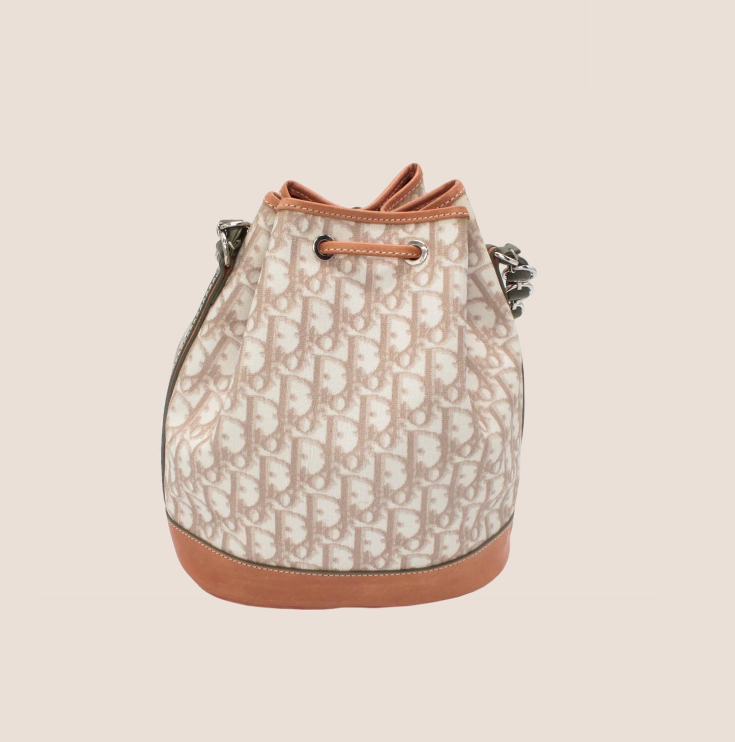 CHRISTIAN DIOR 2007 BEIGE & KHAKI ROMANTIQUE BUCKET BAG