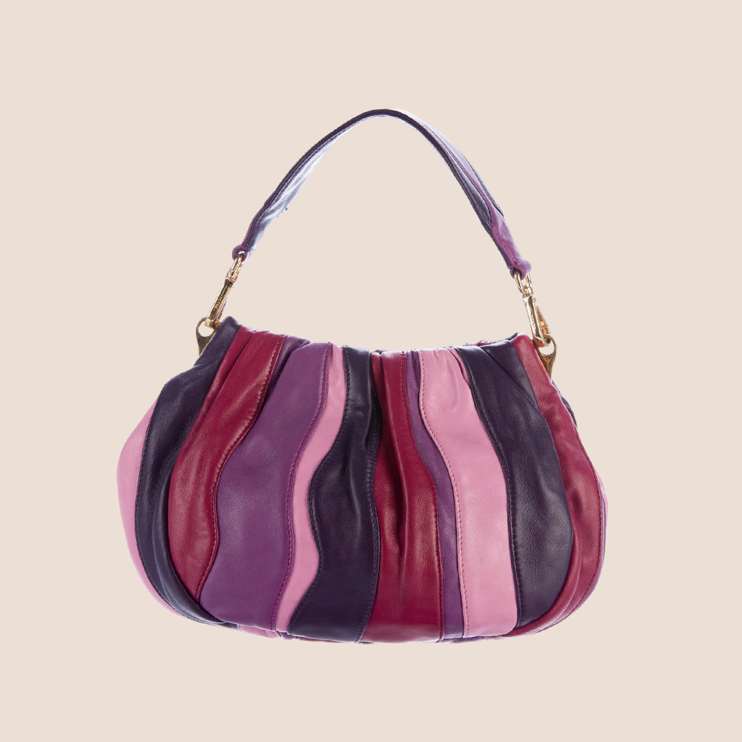 PRADA 2000 PINK & PURPLE NAPPA LEATHER WAVES CROSSBODY BAG