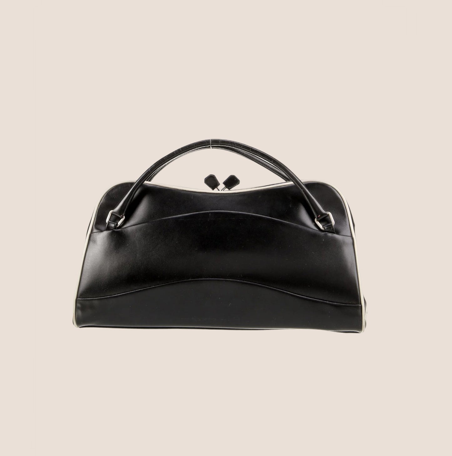 PRADA 2000 BLACK LEATHER TOP HANDLE BAG