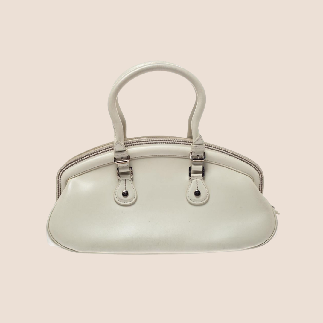 CHRISTIAN DIOR 2005 WHITE LEATHER DETECTIVE BAG