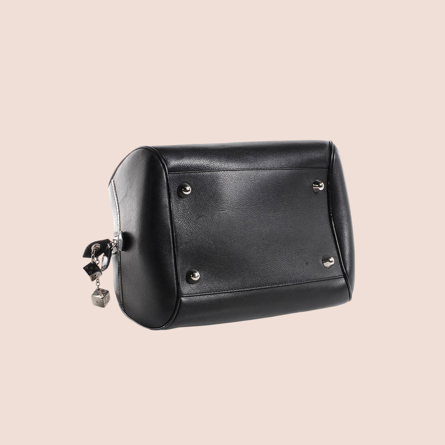 CHRISTIAN DIOR 2004 BLACK LEATHER GAMBLER DICE BOWLER BAG