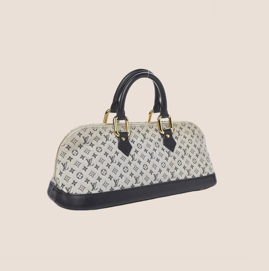 LOUIS VUITTON GREY MONOGRAM MINI LIN ALMA LONG BAG