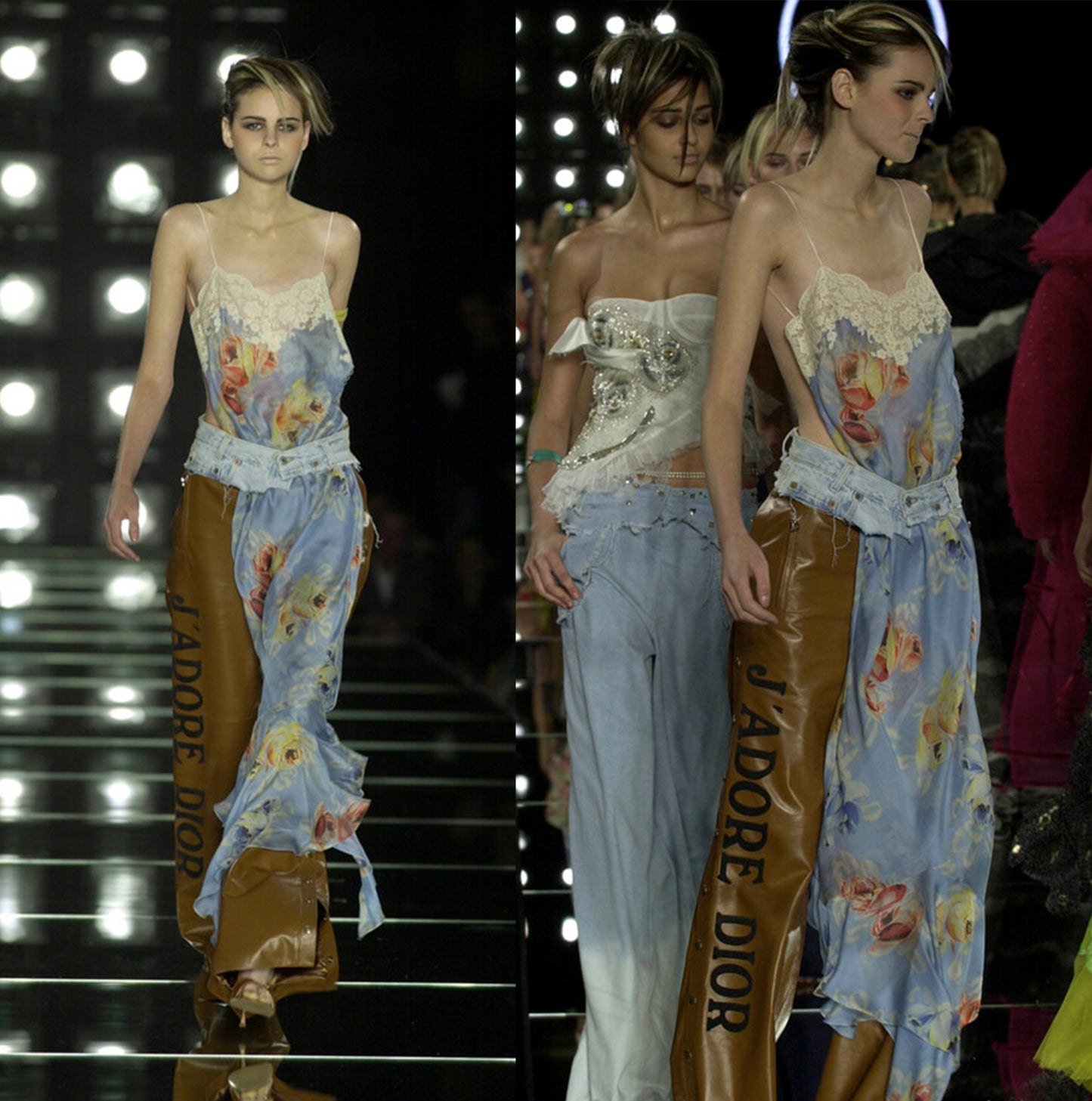 CHRISTIAN DIOR SS 2001 BLUE FLORAL DOMINO SILK DRESS