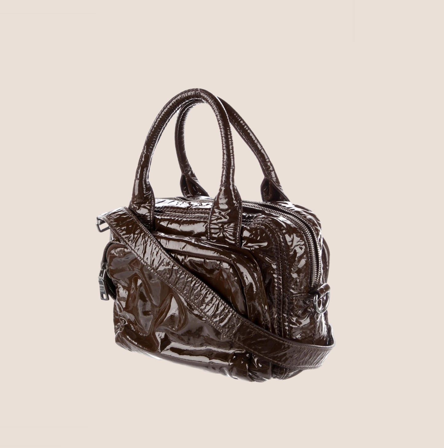 PRADA PATENT BROWN CROSSBODY BAG
