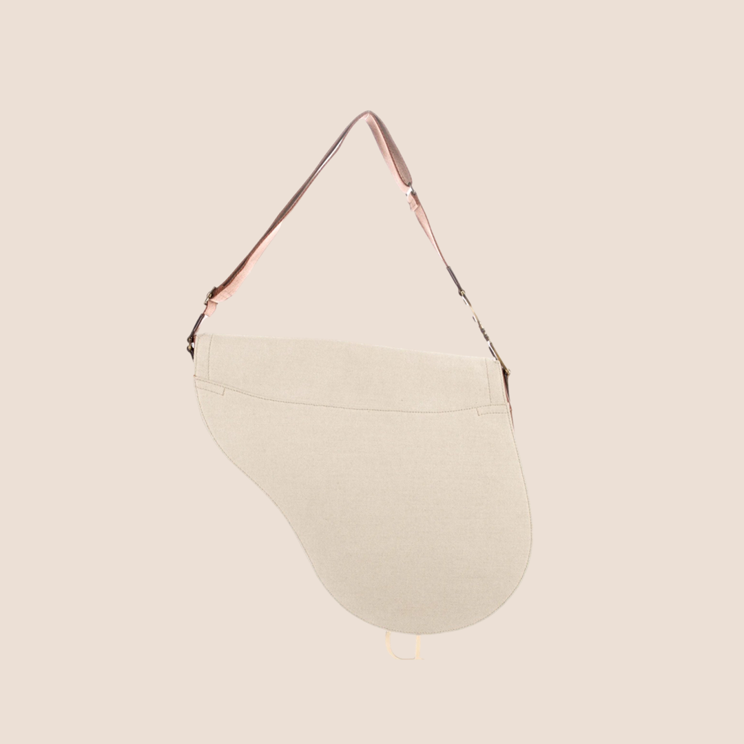 CHRISTIAN DIOR 2002 NATURAL BEIGE & BROWN SADDLE BAG