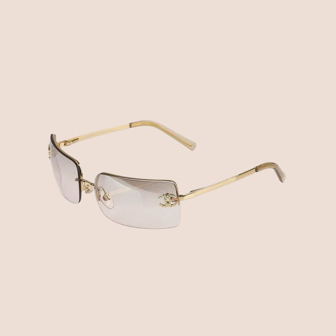 CHANEL CC CRYSTAL LOGO GOLD SUNGLASSES