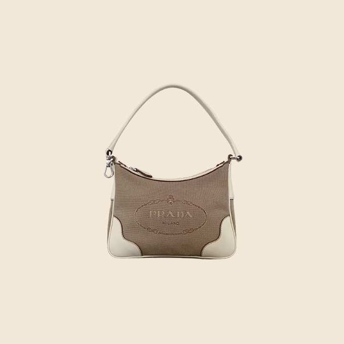 PRADA JACQUARD LOGO BOXY SHOULDER BAG