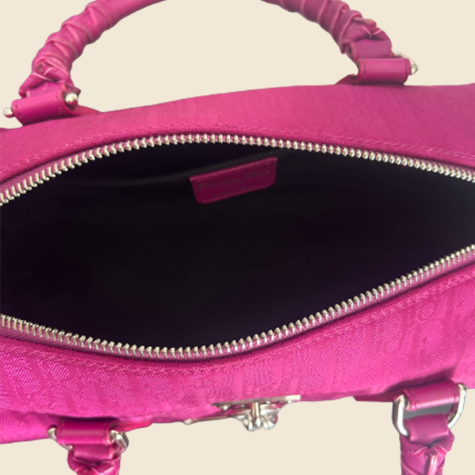 CHRISTIAN DIOR FUCHSIA TROTTER CHARM BOWLER BAG