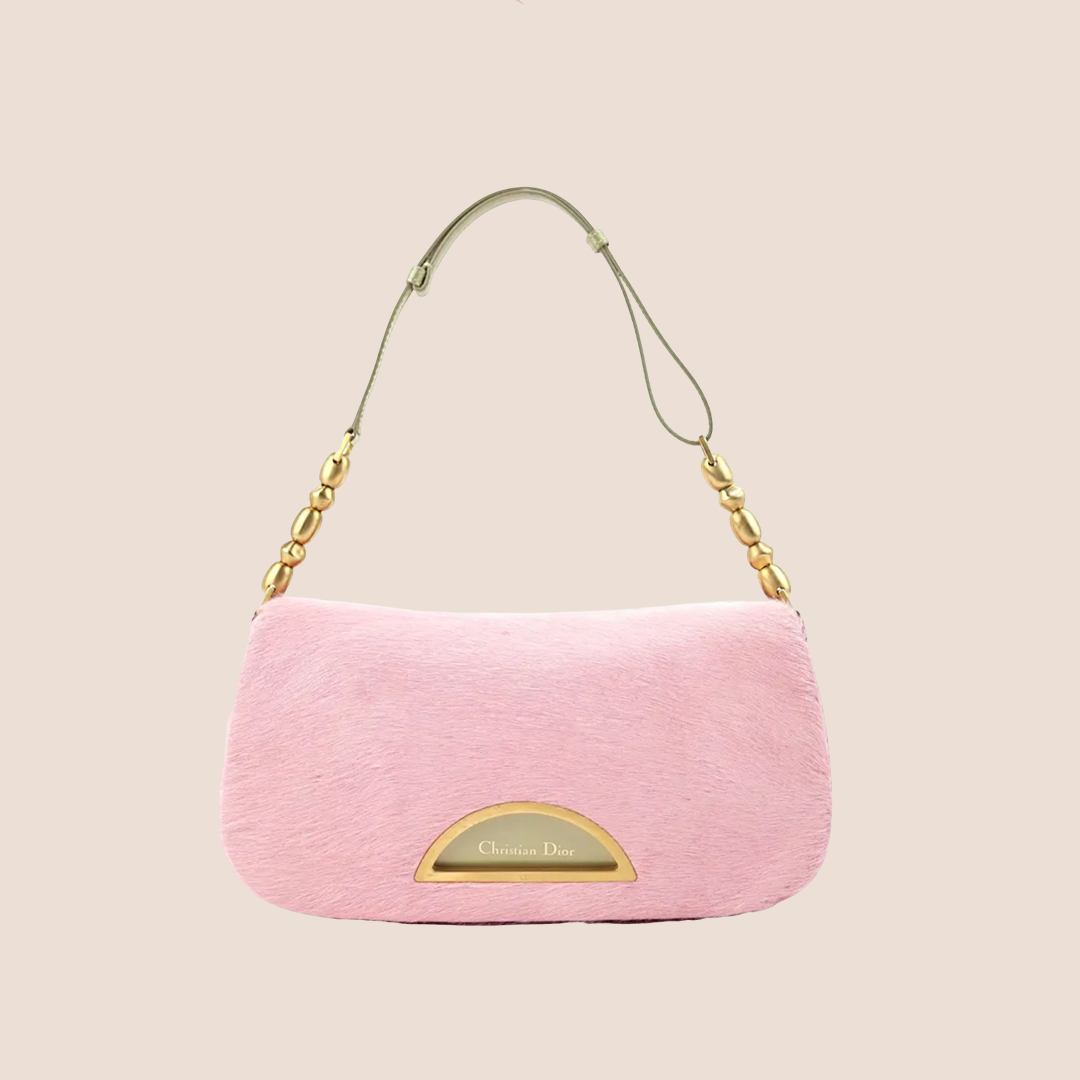 CHRISTIAN DIOR PINK PYTHON PEARL MALICE SHOULDER BAG