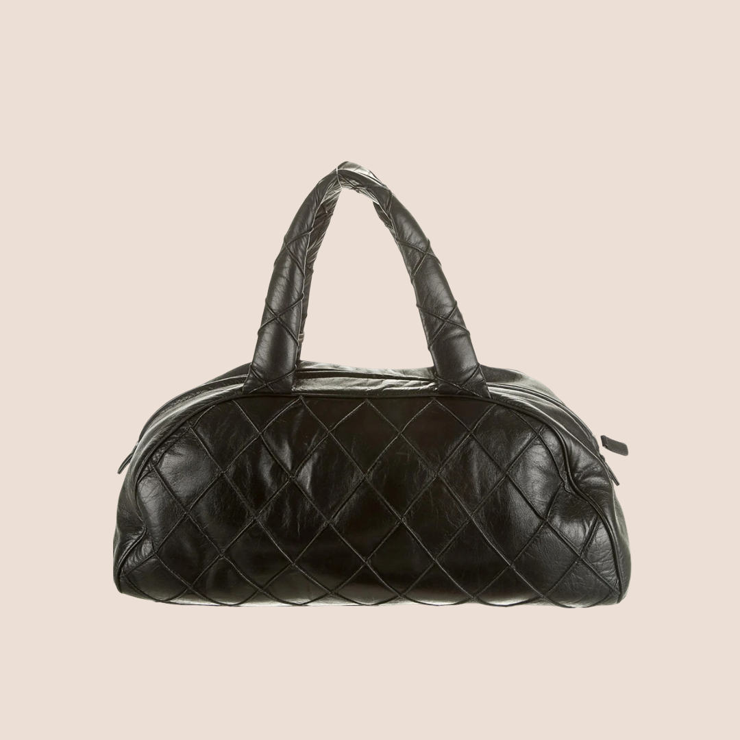CHANEL 2000 BLACK QUILTED LEATHER BOWLER BAG