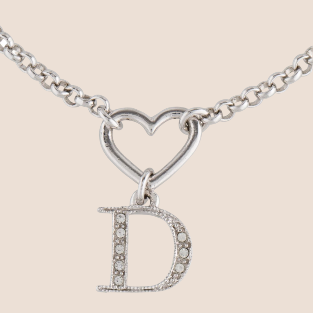 CHRISTIAN DIOR HEART D CHARM SILVER BRACELET