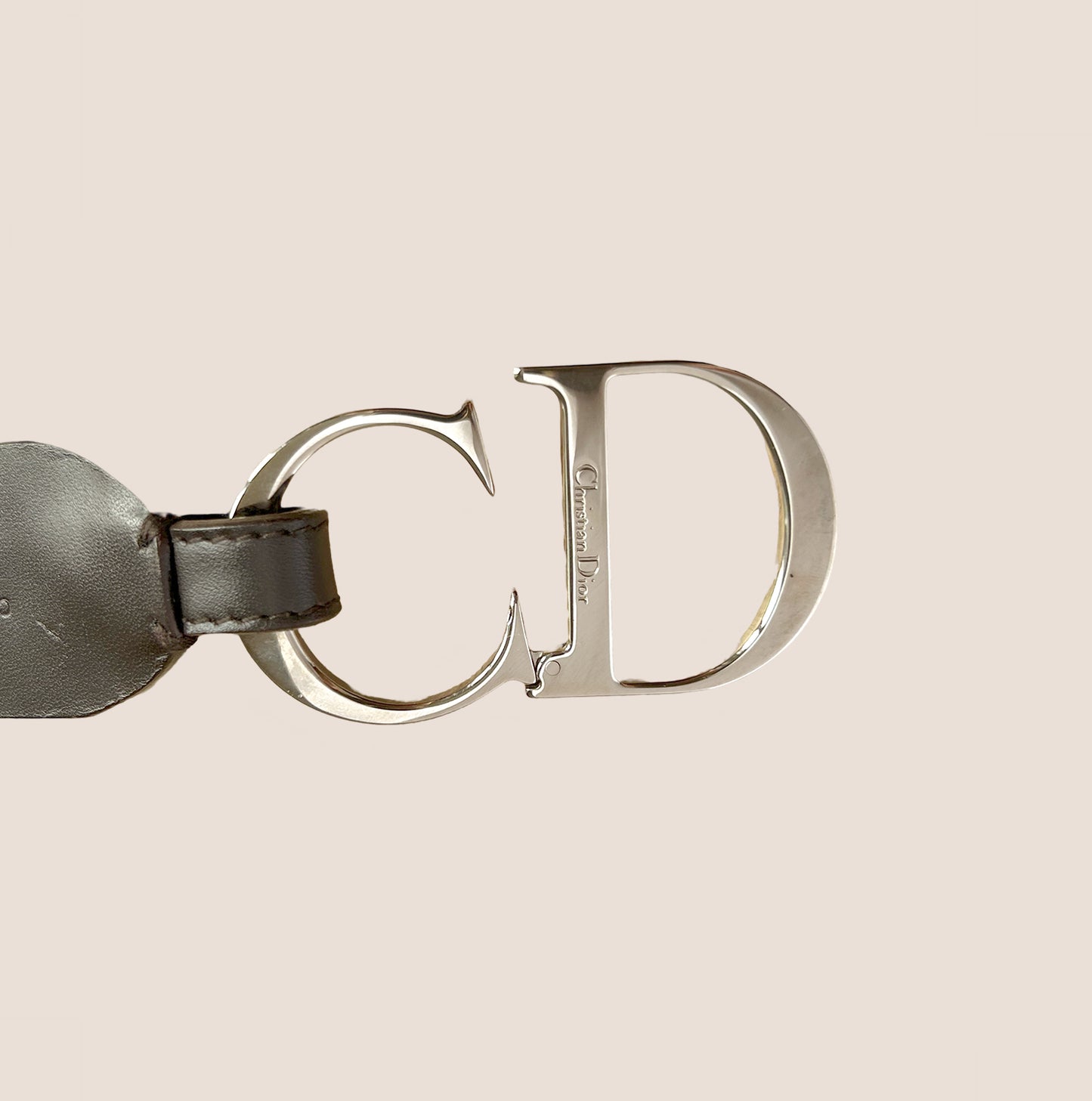 CHRISTIAN DIOR 2000 BROWN LEATHER STUDDED CD BUCKLE BELT