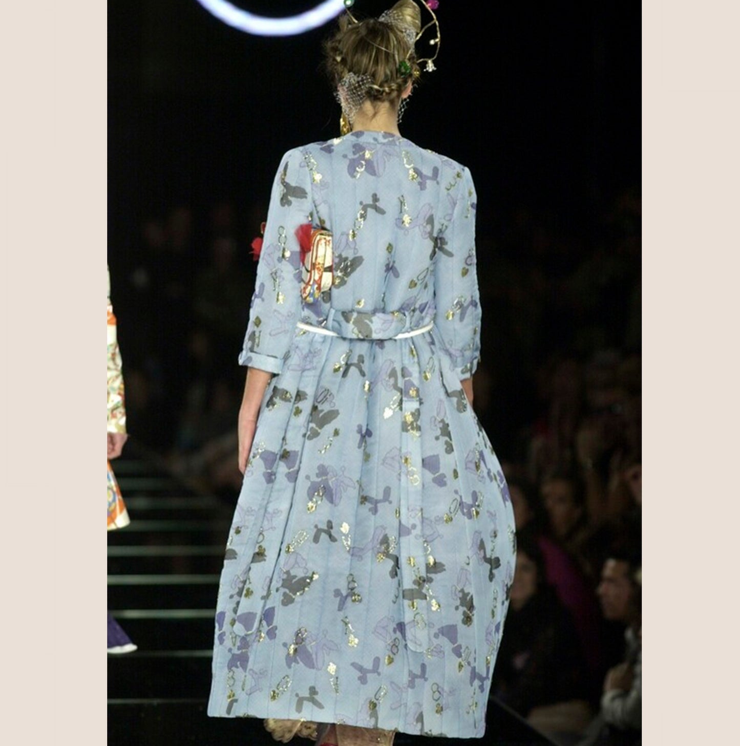 CHRISTIAN DIOR SS 2001 BLUE FLORAL DOMINO SILK DRESS