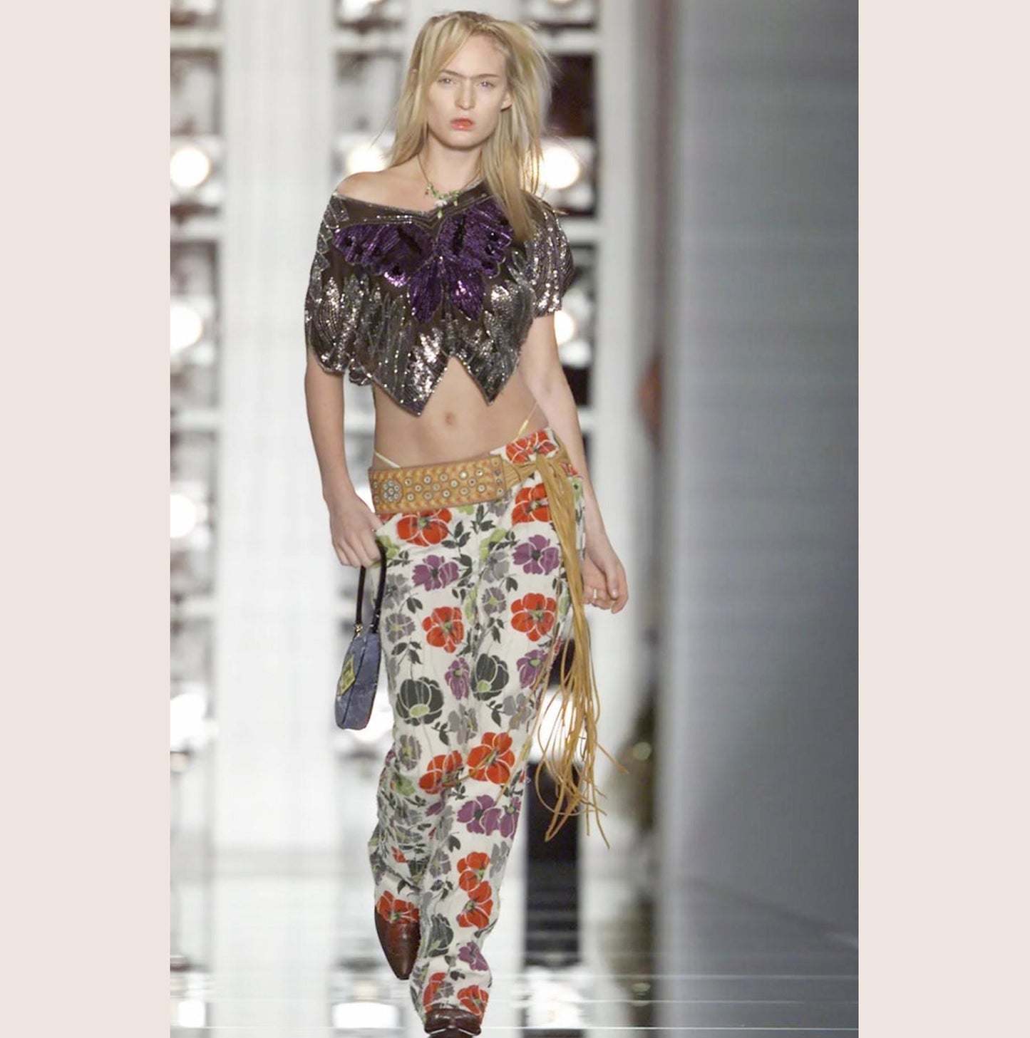 CHRISTIAN DIOR FALL 2001 FLORAL PRINT TUBE TOP