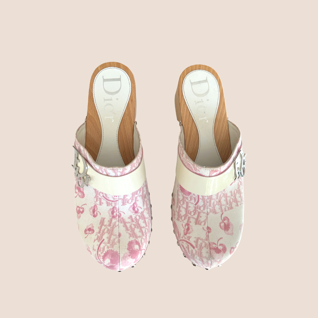 CHRISTIAN DIOR 2004 CHERRY BLOSSOM CLOG MULES