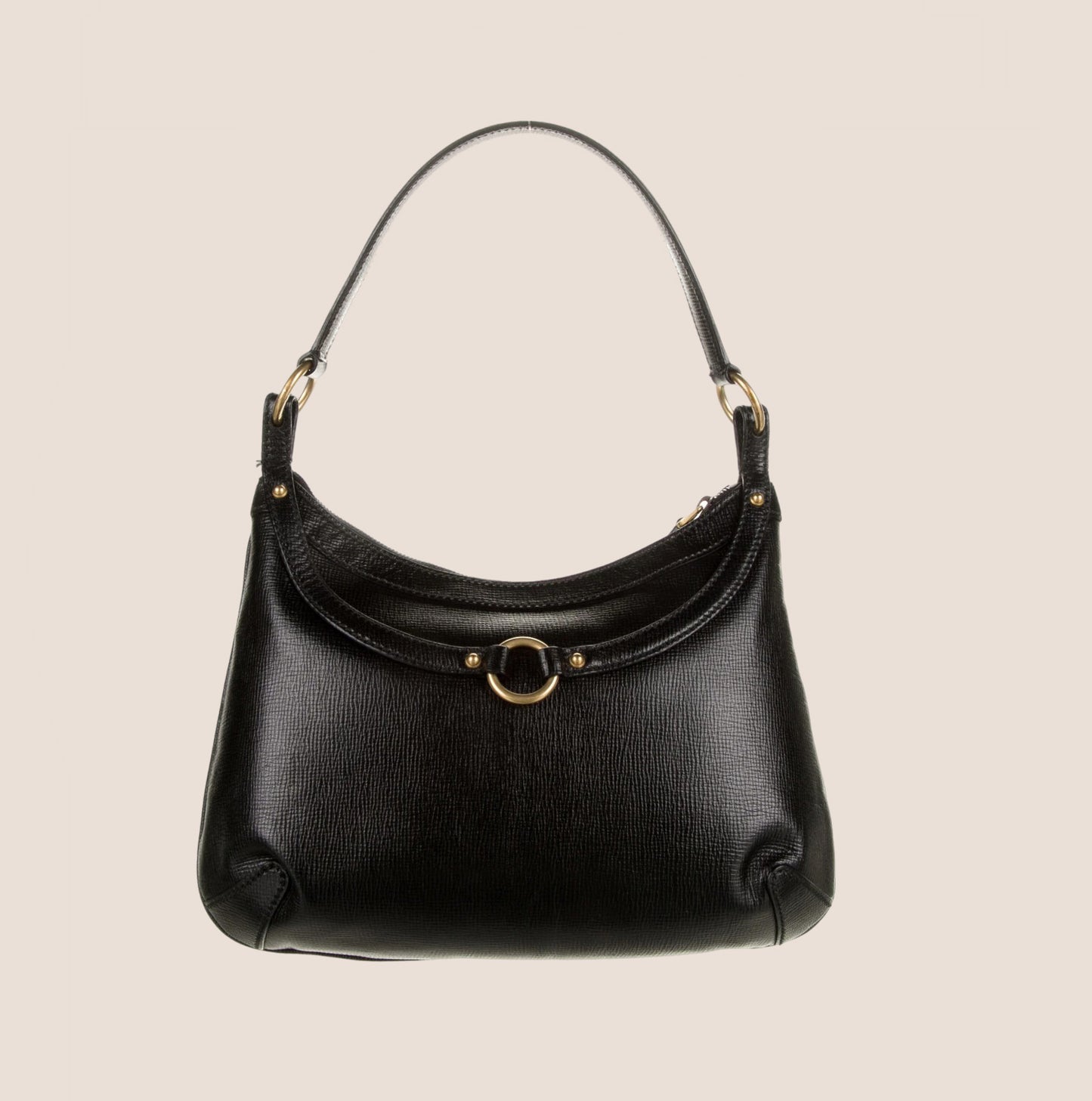 GUCCI BLACK LEATHER HORSEBIT HOBO BAG