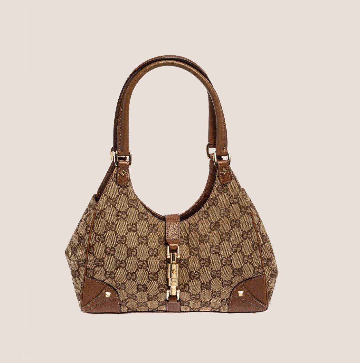 GUCCI BROWN GG CANVAS LEATHER BARDOT BAWG - Main Image